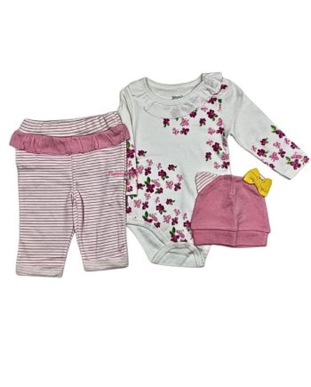 Σετ μπεμπέ τρία κομμάτια με σκουφάκι